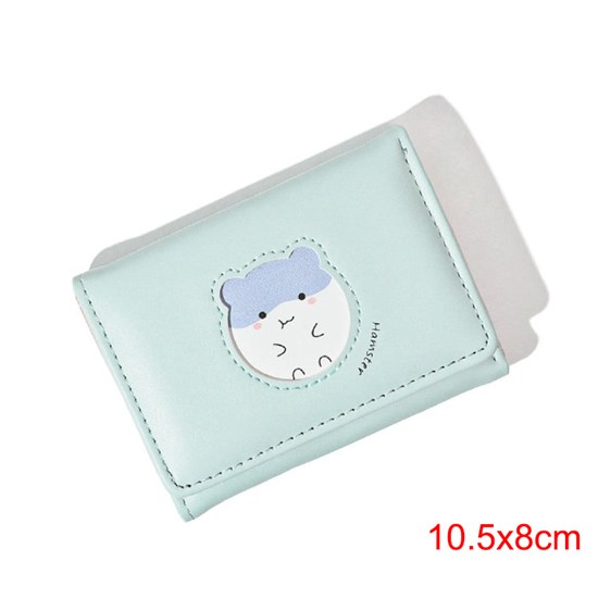 Cute Hamster Pattern Green PU Wallet