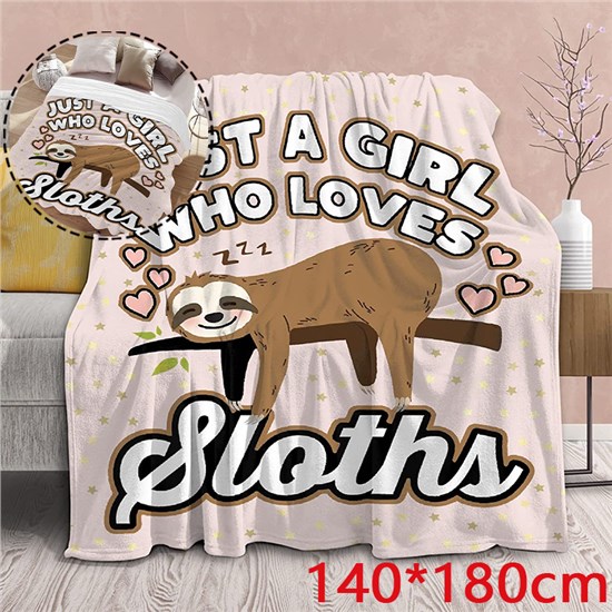 Cute Cartoon Sloth Soft Flannel Blankets Gift for Kids