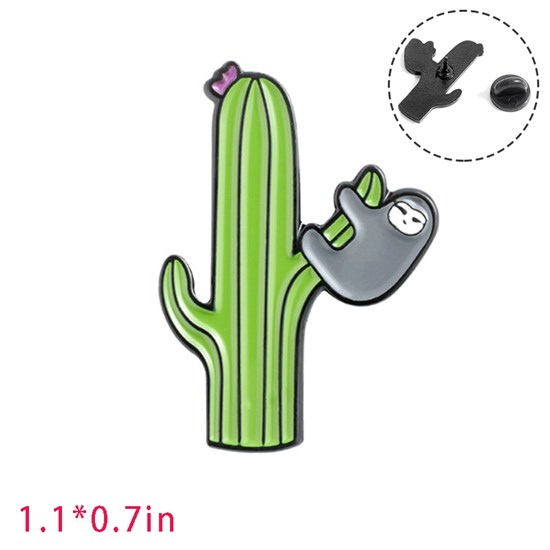 Cute Cartoon Animal Sloth Cactus Enamel Pin Brooch