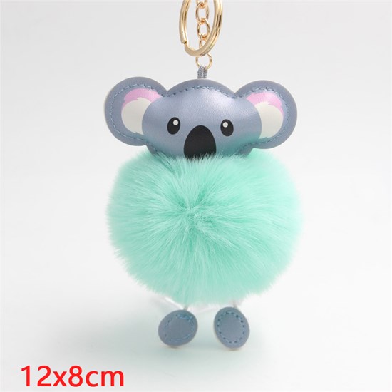 Cute Koala Puff Ball Pom Pom Keychain Key Ring