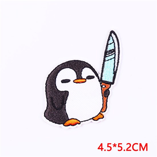 Funny Cute Penguin with Knife Embroidered Badge Patch