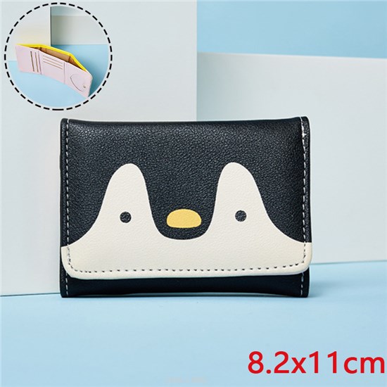 Cartoon Cute Penguin Black PU Wallet