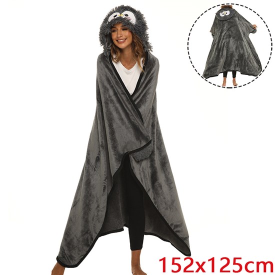 Penguin Soft Warm Flannel Wearable Hooded Blanket