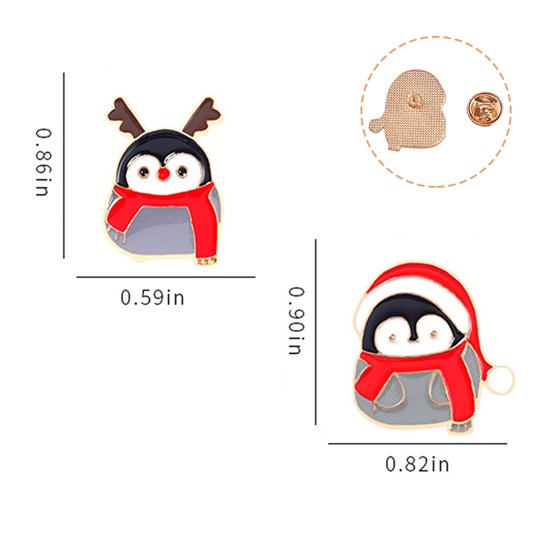 Cartoon Animal Penguin Christmas Enamel Pin Brooch Set