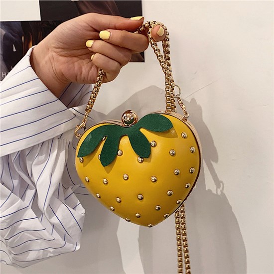 Cute Yellow Strawberry PU Shoulder Bag