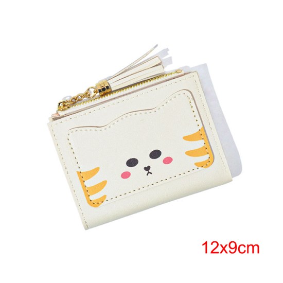 Cute Cat Pattern PU Wallet Tassel Zipper Wallet