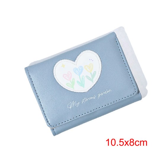 Fashion Flower Pattern Blue PU Wallet