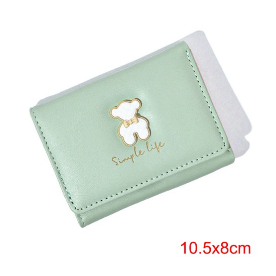 Cute Bear Pattern Green PU Wallet