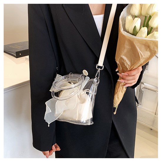 Fashion White Bow Clear Shoulder Bag Handbag