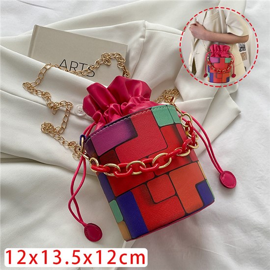 Candy Color Small Bag Drawstring Bucket Bag PU Shoulder Bag