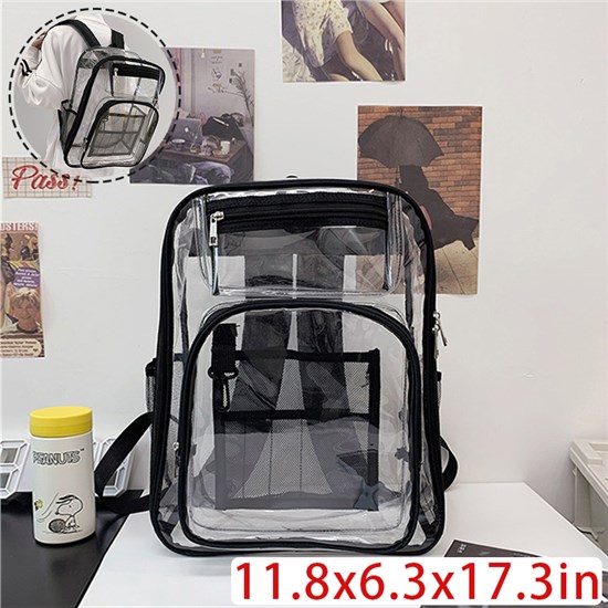 Black PVC Transparent Backpack Clear Bag
