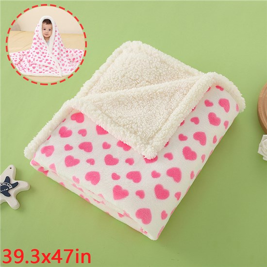 Love Heart Pattern Flannel Soft Blanket for Kids