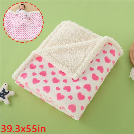 Love Heart Pattern Flannel Soft Blanket for Kids