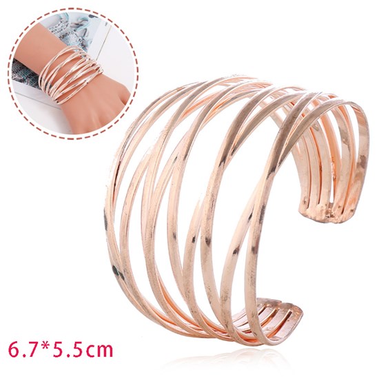 Multilayer Cross Wire Bangle Bracelet Open Adjustable Wide Cuff Bracelet 