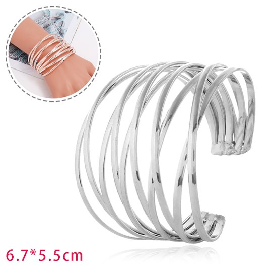 Multilayer Cross Wire Bangle Bracelet Open Adjustable Wide Cuff Bracelet 