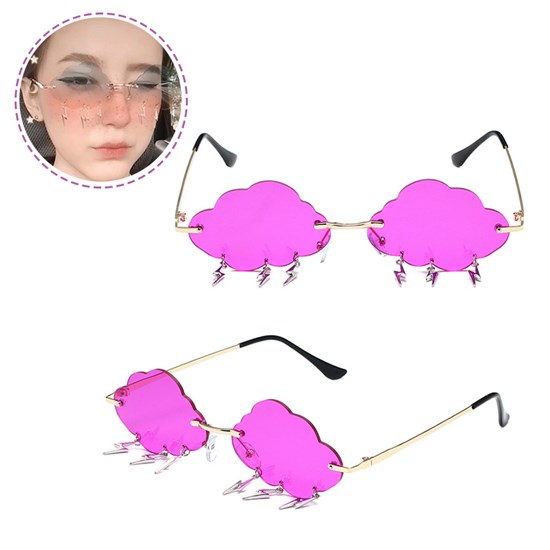 Rimless Cute Sunglasses Women Trendy Vintage Clouds Lightning Shaped Sunglasses men's Cloud Tassel Glasses