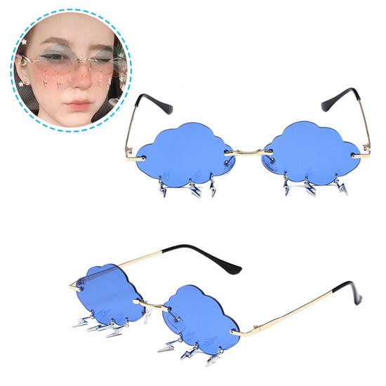 Rimless Cute Sunglasses Women Trendy Vintage Clouds Lightning Shaped Sunglasses men's Cloud Tassel Glasses