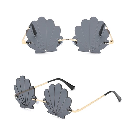 Fashion Sunglasses Shell Shaped Eyeglasses Rimless Wave Sunglasses for Kids Adults Party Glasses