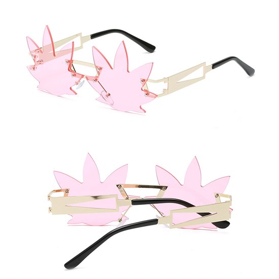 Fashion Maple Leaf Sunglasses Eyeglasses Rimless Sunglasses for Kids Adults Party Glasses
