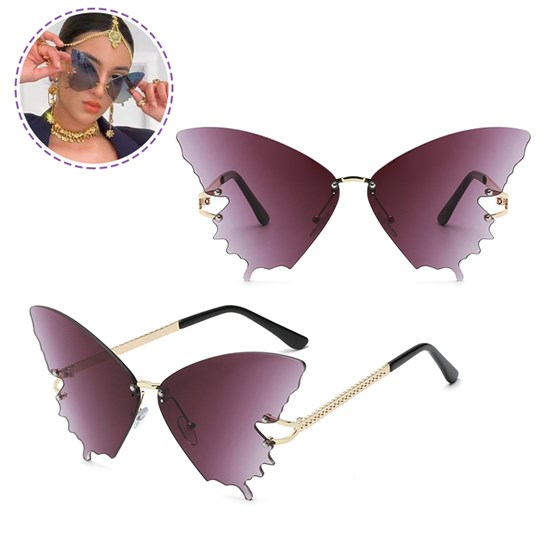 Fashion Butterfly Sunglasses Eyeglasses Rimless Sunglasses for Kids Adults Party Glasses