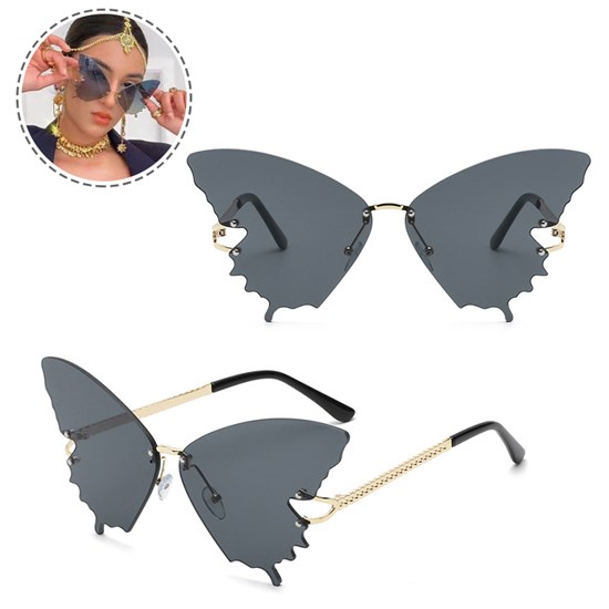 Fashion Butterfly Sunglasses Eyeglasses Rimless Sunglasses for Kids Adults Party Glasses