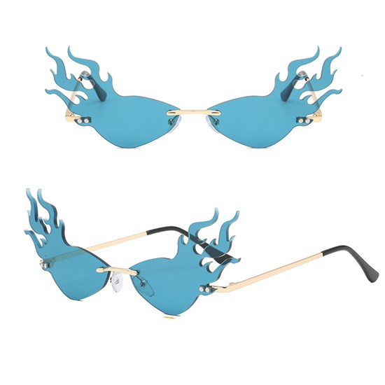 Fire Flame Sunglasses Halloween Flame Rimless Sunglasses Flame Shape Narrow Glasses 
