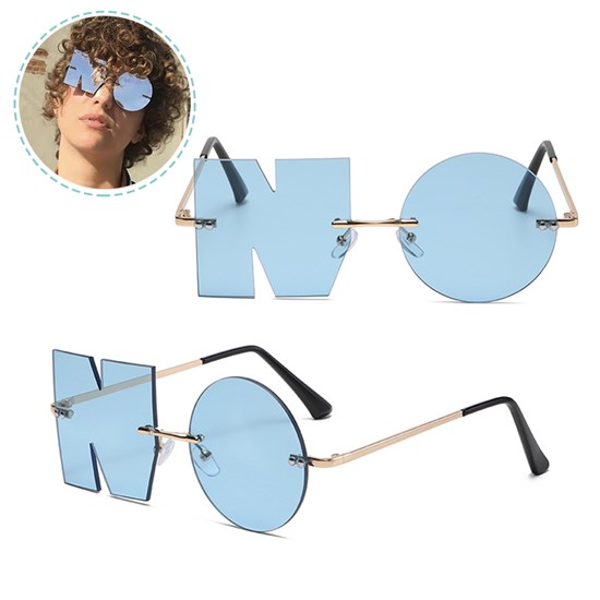 Letter NO Party Rimless Irregular Unique Design Sunglasses UV Protection Sunglasses Eyewears