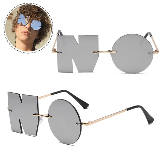Letter NO Party Rimless Irregular Unique Design Sunglasses UV Protection Sunglasses Eyewears