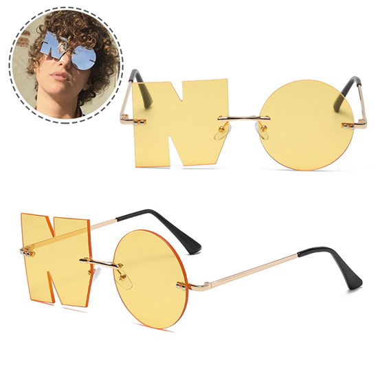 Letter NO Party Rimless Irregular Unique Design Sunglasses UV Protection Sunglasses Eyewears