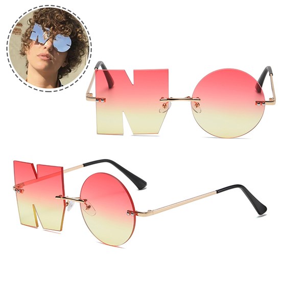 Letter NO Party Rimless Irregular Unique Design Sunglasses UV Protection Sunglasses Eyewears