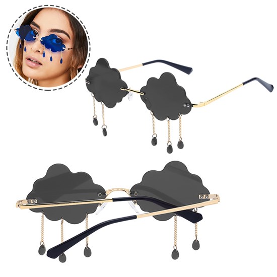 Tassel Clouds Shaped Sunglasses Rimless Men Women 91s Disco Sunglasses