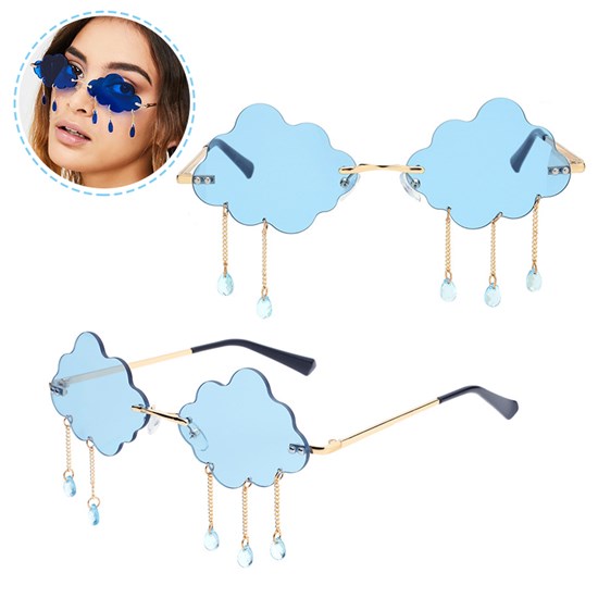 Tassel Clouds Shaped Sunglasses Rimless Men Women 94s Disco Sunglasses