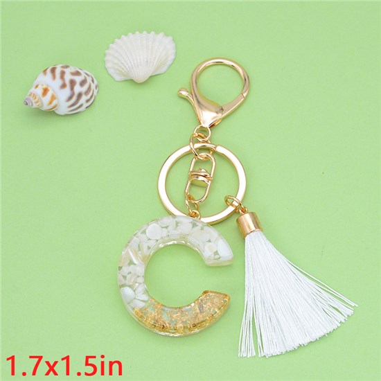 Fashion Acrylic Alphabet Initial Letter Keychain Key Ring, Tassel Charm Keychain