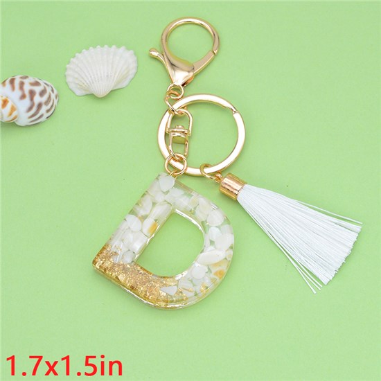 Fashion Acrylic Alphabet Initial Letter Keychain Key Ring, Tassel Charm Keychain