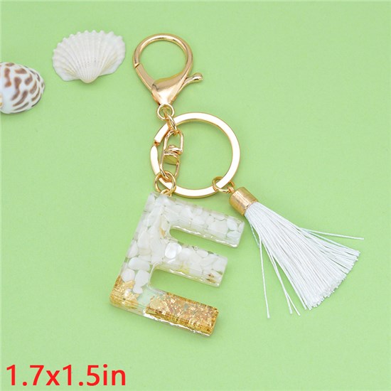 Fashion Acrylic Alphabet Initial Letter Keychain Key Ring, Tassel Charm Keychain