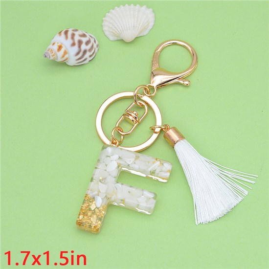 Fashion Acrylic Alphabet Initial Letter Keychain Key Ring, Tassel Charm Keychain