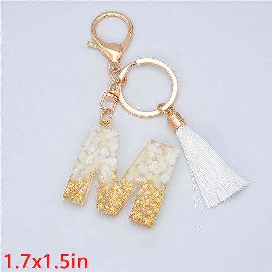 Fashion Acrylic Alphabet Initial Letter Keychain Key Ring, Tassel Charm Keychain