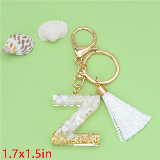 Fashion Acrylic Alphabet Initial Letter Keychain Key Ring, Tassel Charm Keychain