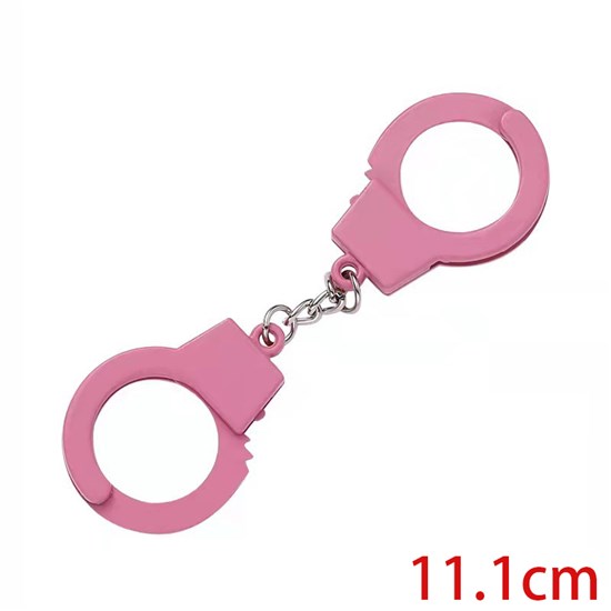 Pink Mini Handcuffs Metal Keychain Keyring