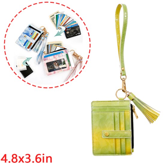 Wrist Lanyard Wallet Keychain Pocket Credit Card Holder Purse Leather Tassel Keychain Wristlet Key Ring