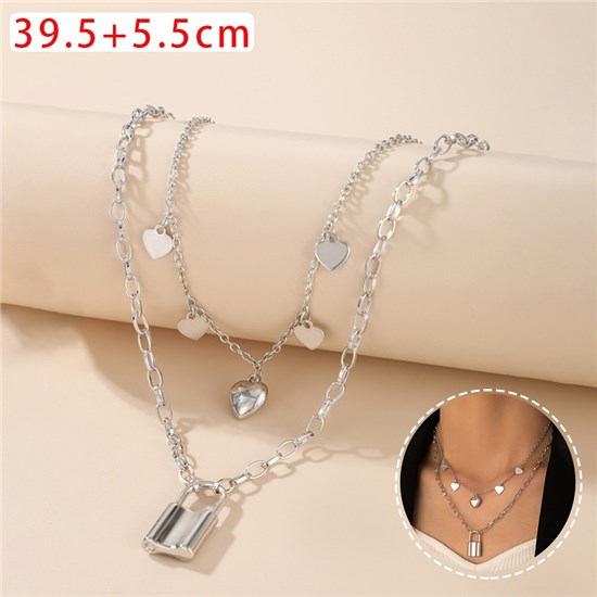 Fashion Love Lock Alloy Necklace Jewelry Accessories