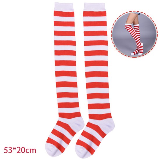 Womens Red Stripe Long Boot Stockings Over Knee Thigh Sock