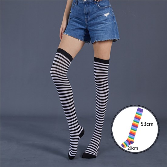 Womens Stripe Long Boot Stockings Over Knee Thigh Sock