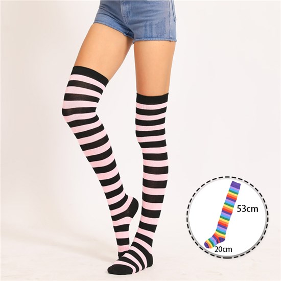 Womens Stripe Long Boot Stockings Over Knee Thigh Sock