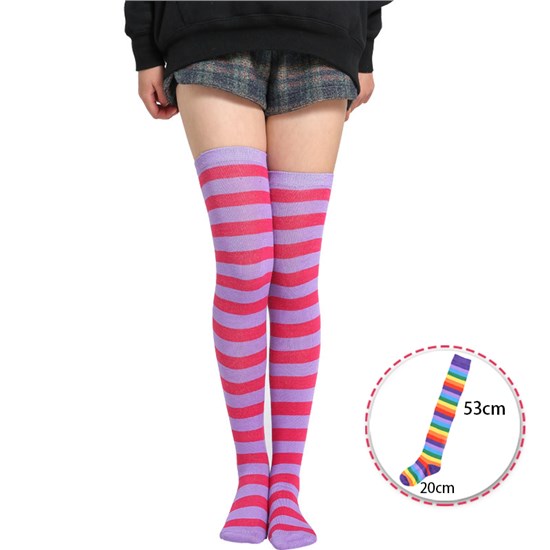 Womens Stripe Long Boot Stockings Over Knee Thigh Sock
