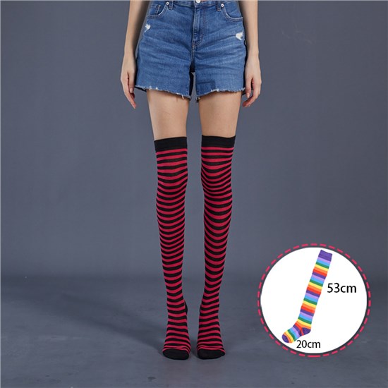 Womens Stripe Long Boot Stockings Over Knee Thigh Sock
