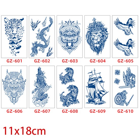Fashion Dragon Tiger Temporary Tattoos Stickers Set