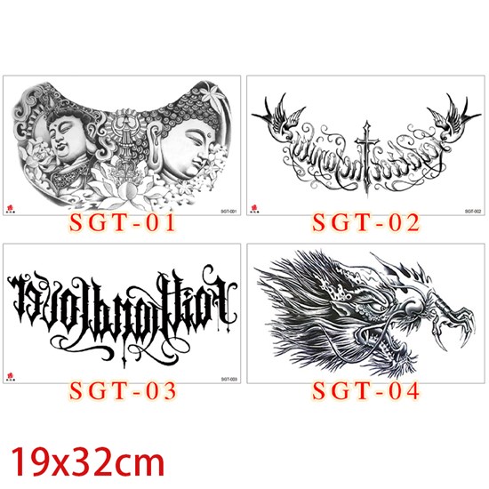 Fashion 3D Realistic Chest Temporary Tattoos Stickers Set