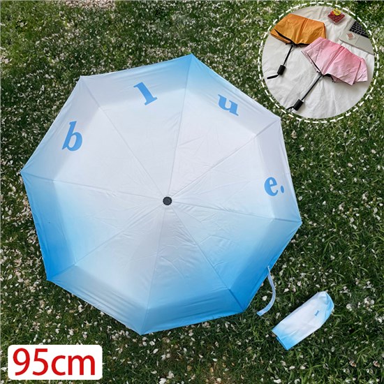 Girl Heart Blue Gradient Umbrella Rain Umbrella Vinyl Sun Umbrella Tri-Fold Umbrella