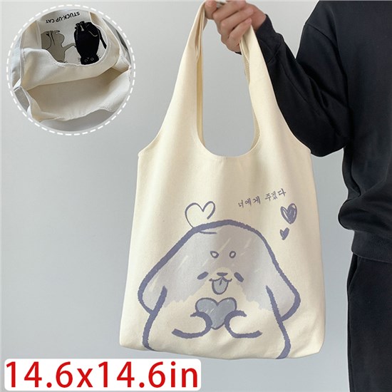 Cute Cartoon Animal Canvas Shopping Bag Tote Bag Shoulder Bag